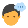 GlowCareHealth thinking icon, minimalist person illustration